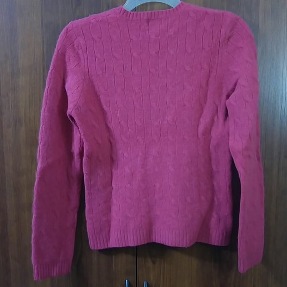 AEO Pink Wool Blend Cable Knit Crew Neck Sweater L - Picture 3 of 3